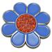 ReadyGolf: Hippie Flower Ball Marker Hat Clip with Crystals - Blue with Red