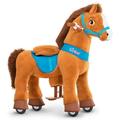 PonyCycle Ride on Horse for Toddlers 3-5 Brown with Brake - Mechanical Pony Ride Plush Riding Horse for Kids No Battery Electricity E337