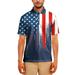 AOBUTE Mens July 4th Button Up Polo Shirt American Flag USA Flag Golf Shirts Short Sleeve Sport Shirts XXL