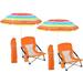 Low Beach Folding Camping Chair with Detachable SPF 50 Umbrella Armrests with Cup Holder Portable Lightweight Outdoor 2-Pack Sweet Orange - Sweet