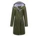 HAXMNOU Jackets For Women Women Light Rain Jacket Waterproof Active Outdoor Trench Raincoat With Hood Lightweight Plus Size For Girls Womens Windbreaker Rain Jacket Women Army Green XL