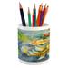 Fish Pencil Pen Holder Lillies Marine Life Colorful Watercolor Drawing of Animal Ceramic Pencil Pen Holder for Desk Office Accessory 3.6 X 3.2 Violet Blue