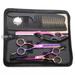 Hair Cutting Scissors Set with Razor Leather Scissors Case Barber Hair Cutting Shears Hair Thinning/Texturizing Shears for Professional Hairdresser or Home Use - color