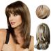 BECLOTH Fashion Natural Light Brown Straight Wig For Women Elegant Wigs Middle Length Hair