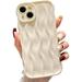 Water Ripple Pattern Curly Phone Case for iPhone 13 6.1 inch Stylish Wave Frame Soft Case 3D Water Ripple Protective Cover Shockproof Case for Women Girls Slim Case - White