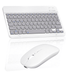 Rechargeable Bluetooth Keyboard and Mouse Combo Ultra Slim Keyboard and Mouse for Lenovo Thinkpad T460 Laptop and All Bluetooth Enabled Mac/Tablet/iPad/PC/Laptop - Stone Grey with White Mouse