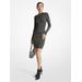 Michael Kors Metallic Ribbed Stretch Knit Mock Neck Dress Silver S