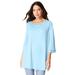 Plus Size Women's Diamante Boatneck Tee. by Roaman's in Ice Blue Rhinestone (Size 26/28)