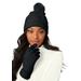 Women's Faux Fur-Lined Beanie Hat and Glove Set. by Accessories For All in Black