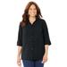 Plus Size Women's Timeless Rhinestone Blouse by Catherines in Black (Size 4X)