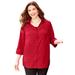 Plus Size Women's Timeless Rhinestone Blouse by Catherines in Classic Red (Size 1X)