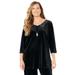 Plus Size Women's AnyWear Velvet V-Neck Tunic by Catherines in Black (Size 0X)