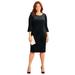 Plus Size Women's AnyWear Velvet Burnout Bell Sleeve Dress by Catherines in Black Geo Burnout (Size 2X)