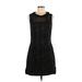 Plains & Prints Casual Dress - Mini Crew Neck Sleeveless: Black Print Dresses - Women's Size 6