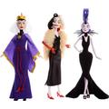 DISNEY Villains Böse Königin, Cruella de Vil & Yzma - Legendäre Schurkinnen Set mit detailreiche Outfits & Accessoires, für Sammler & Kinder, ab 3 Jahren, HRF56