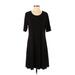 H By Halston Casual Dress - A-Line Scoop Neck Short sleeves: Black Solid Dresses - Women's Size Medium