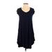 Reborn J Casual Dress - Mini V Neck Short sleeves: Blue Print Dresses - Women's Size Small