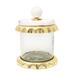 Rosdorf Park Hammered Glass Canister w/ Lined Ruffle & Marble Lid Glass in Yellow | 8 H x 4 W in | Wayfair 18BE602A62D647B884EC70426E67F478