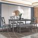 Gracie Oaks Modern Classic Dining Set w/ One Dining Table, Four Dining Chairs & One Bench Wood/Upholstered in Brown | Wayfair