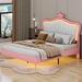Gemma Violet Ludgershall Queen Size Upholstered Bed Frame w/ LED Lights Upholstered in Pink | 55.1 H x 64.2 W x 81.1 D in | Wayfair