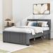 Latitude Run® Girhiny Full Platform Wood Bed w/ Twin size Trundle Wood & Upholstered/Wood in Brown/Gray | 41 H x 56 W x 81 D in | Wayfair