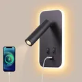 Applique murale LED rotative avec interrupteur et port USB lampe de lecture murale applique murale