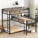 Twin Size L-Shaped Triple Bunk Bed Sturdy Metal Frame Bed with Ladder, Full-Length Guardrail Top Bunk for Kids Teens