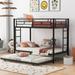 Twin over Twin Metal Bunk Bed with Under Bed Trundle Bed