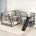 L-Shaped Twin over Full Bunk Bed with Twin Size Loft Bed, Desk and Slide
