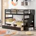 Twin-over-Twin Bunk Bed with Three Storage Drawers and Storage Stairway, Full-Length Guardrail Top Bunk for Kids Teens