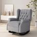 Contemporary Fabric Tufted Wingback Rocking Chair Gray Dark - 35.50" x 37.75"