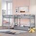 L-Shaped Twin Size Quad Bunk Bed Wood Frame Bed with Three Storage Drawers, Full-Length Guardrail Top Bunk for Kids Teens