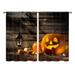 Yipa 2Pcs Thick Solid Blackout Curtain Energy Efficient Halloween Curtains Thermal Insulated Room Pumpkin Head Drapes UV Protection Living Bedroom