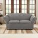 SureFit Stretch Pique 3 Piece Loveseat Slipcover Flannel Gray