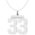 Carat in Karats Sterling Silver Polished Finish Rhodium-Plated Number 33 Charm Pendant (24mm x 20mm) With Sterling Silver Cable Chain Necklace 20