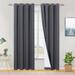 Blackout Curtains for Bedroom - Grommet Thermal Insulated Room Darkening Curtains for Living Room Set of 2 (52 x 72inch Grey)