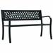 moobody Patio Bench Steel Park Bench with Slatted Seat Outdoor Bench Chair Black for Garden Entryway Yard Porch Backyard 47.2 x 20.1 x 29.9 Inches (W x D x H)