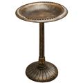 XBrand Lightweight Plastic Flower Design Birdbath and Birdfeeder 33 Inch Tall Brown