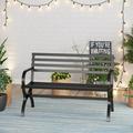 Sophia & William 48 Outdoor Garden Bench White Minimalist Steel Frame Patio Park Bench Black