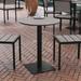 Lancaster Home Commercial 24 Inch Round Faux Teak Outdoor Patio Dining Table Grey