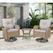 Swivel Patio Chair & Table 3 Piece Outdoor Furniture Set Beige