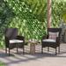 Lancaster Home Indoor/Outdoor Wicker Wrapped Steel Frame Patio Chairs & Cushions Espresso/Cream