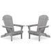 Adirondack Chair Set of 2 Folding Outdoor Patio Chair with Wide Armrest and High Back Half Pre-Assembled Wooden Fire Pit Lounge Chairs for Garden Lawn Backyard Deck Pool Side Grey