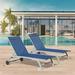 Outdoor Chaise Lounge Chairs with 2 Wheels and 5 Adjustable Position for Pool Lounge Chairs Set of 2 Blue