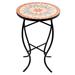 Indoor/Outdoor Patio Round Ceramic Tile Side Table Plant Stand Tan