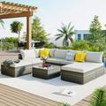 Abrihome 8-Pieces Outdoor Patio Furniture Sets Garden Conversation Wicker Sofa Set