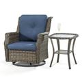 Cozywor 2-Piece Wicker Patio Swivel Rocking Chair Outdoor Bistro Set