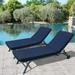 2Pcs Outdoor Chaise Lounge Chair Cushion Navy Blue