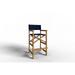 Directeur Teak Outdoor Bar Height Stool with Dura Sling Back and Seat Blue