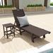 Polytrends Laguna Armless Poly Eco-Friendly Weather-Resistant Chaise with Side Table (2-Piece Set) Dark Brown